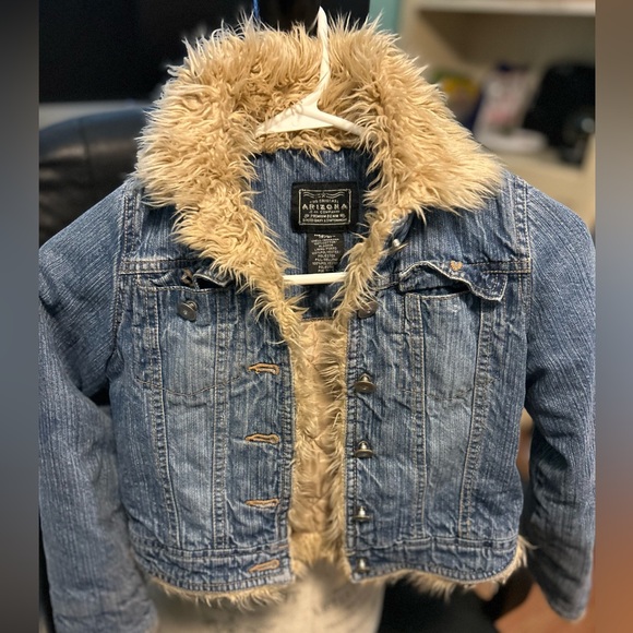 Denim Jacket with Faux Fur. Size-kids Medium - Picture 1 of 4